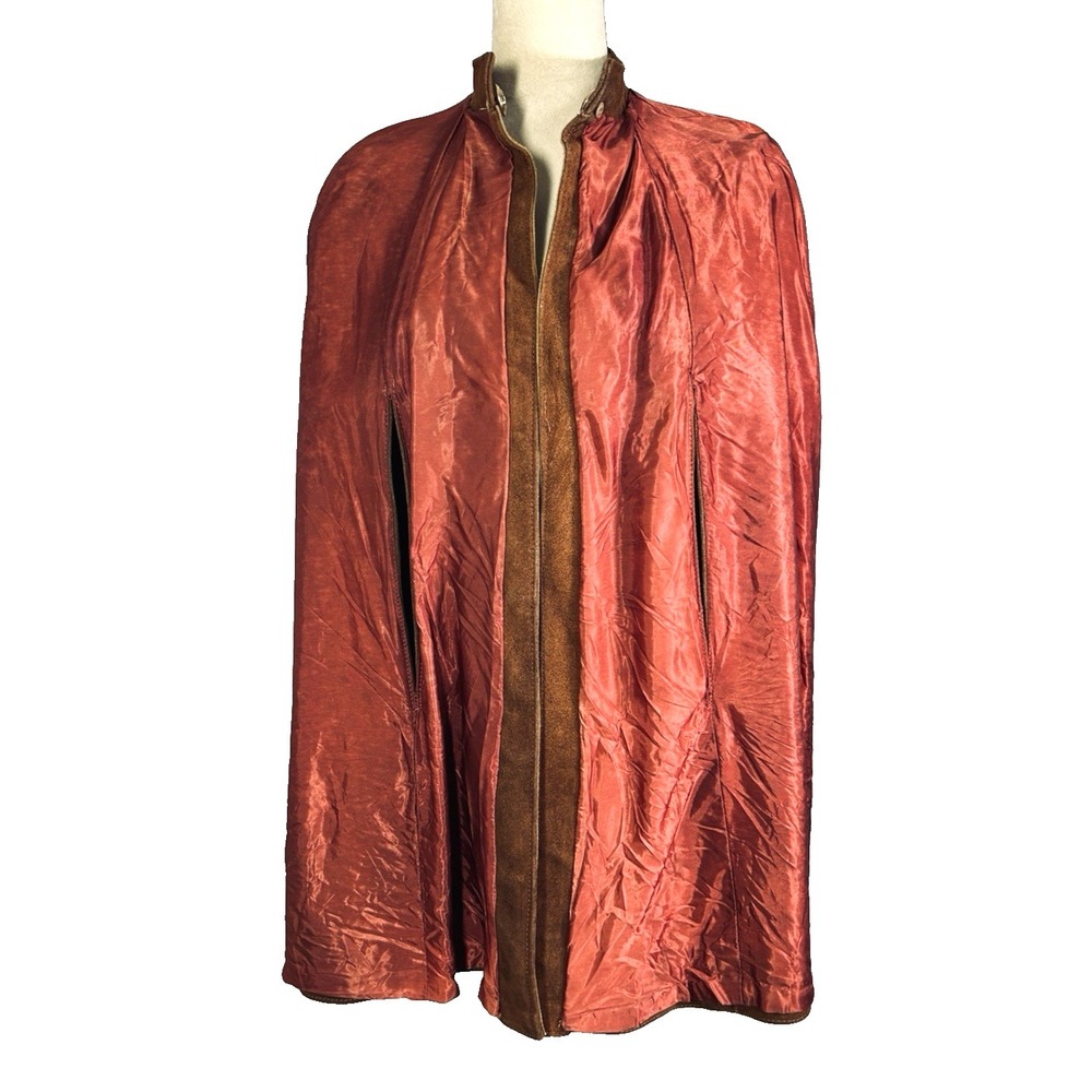 RARE Vintage 60s 70s Suede Leather Cape Jacket OOAK One Size - Picture 9 of 12